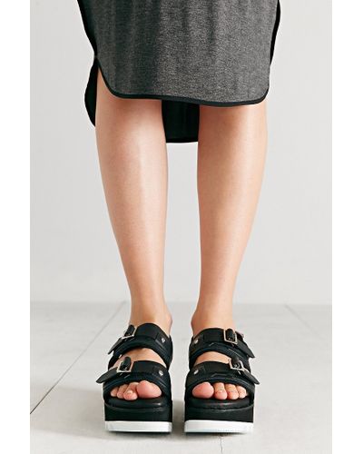 double buckle platform sandals