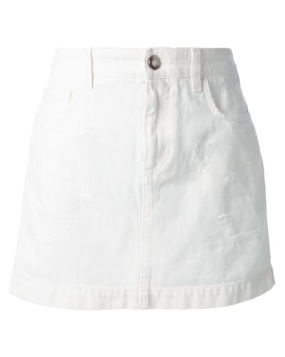 Dolce & Gabbana Denim Mini Skirt in White - Lyst