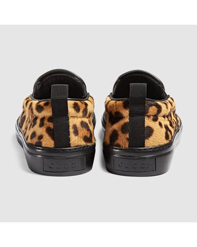 Gucci Leopard Print Slip-on Sneaker | Lyst