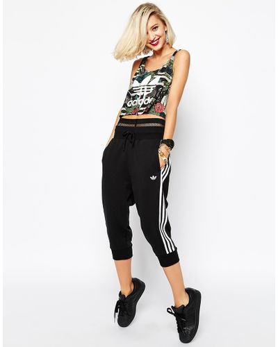 cropped adidas track pants