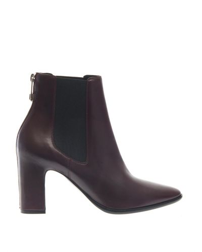 Balenciaga Zip-Back Leather Ankle Boots in Burgundy (Purple) - Lyst