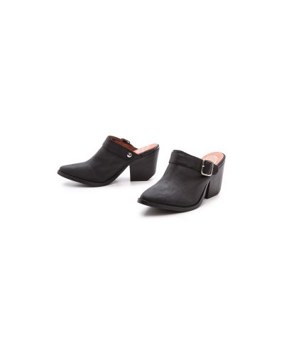 black buckle mules