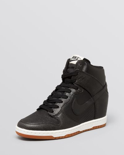Nike Leather Lace Up High Top Wedge Sneakers - Women'S Dunk Sky Hi Embossed  in Black - Lyst