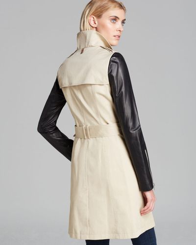 Mackage Trench Coat Avra Mixed Media in Natural - Lyst