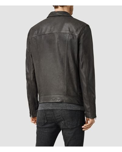AllSaints Misaki Leather Biker Usa Usa in Anthracite Grey (Gray) for ...