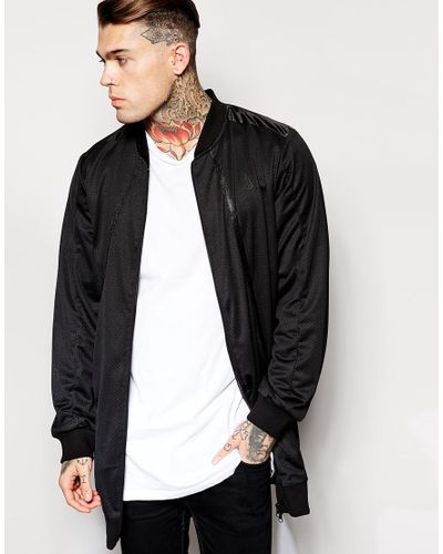black longline bomber jacket