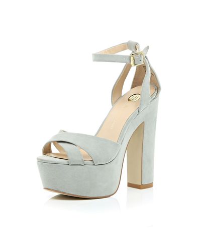 gray platform heels