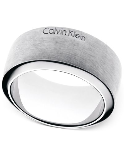 Calvin Klein Stainless Steel Polished And Brushed Double Band Ring in  Metallic for Men - Lyst