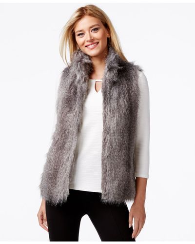 fur vest grey