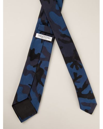 Valentino Camouflage Tie in Blue for Men - Lyst