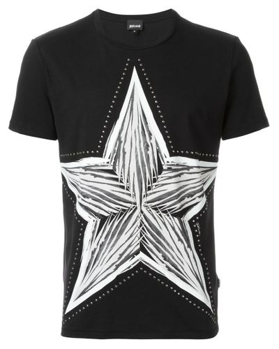 Just Cavalli Cotton Star Print T-shirt in Black for Men - Lyst