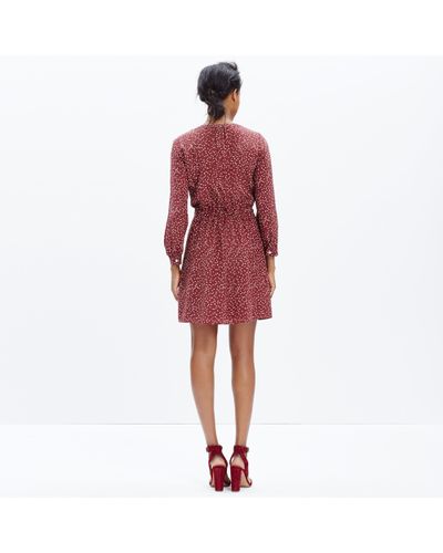 Madewell Silk Faux-wrap Dress In Paintbrush Dot in Red | Lyst