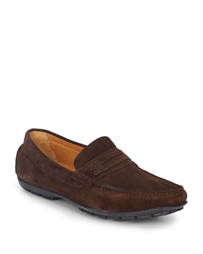 Saks Fifth Avenue Suede Drivers in Chocolate (Brown) for Men - Lyst
