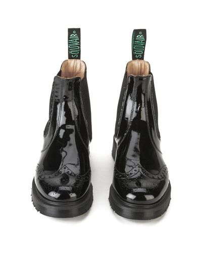 patent brogue chelsea boots