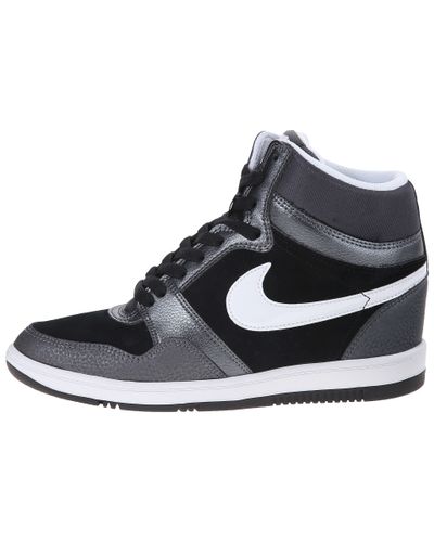Nike Force Sky High Sneaker Wedge in Black/Metallic Hematite/White/wh  (White) - Lyst
