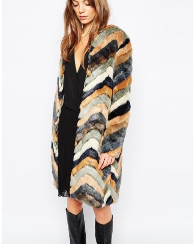 chevron fur jacket
