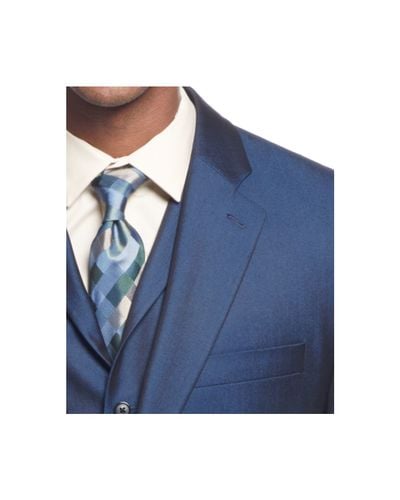 $275 Mens Sean John Classic Fit Blue Textured Two Button Blazer Sportcoat