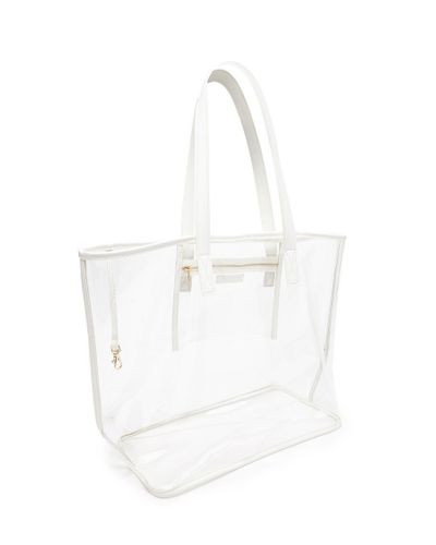 Forever 21 Faux Leather-trim Clear Tote in White - Lyst