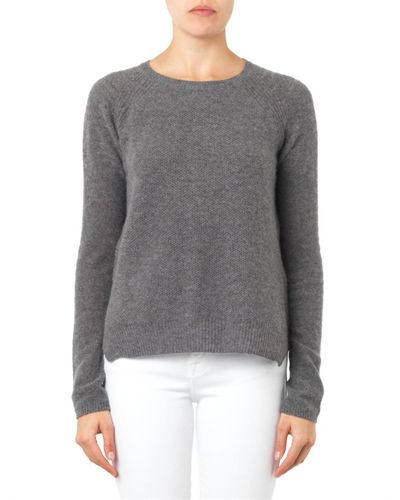 Velvet By Graham & Spencer Alba Waffle-Knit Cashmere Sweater in Grey (Gray)  - Lyst