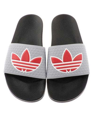 adidas Synthetic Originals Adilette Trefoil Flip Flops in Grey (Gray) for Men - Lyst
