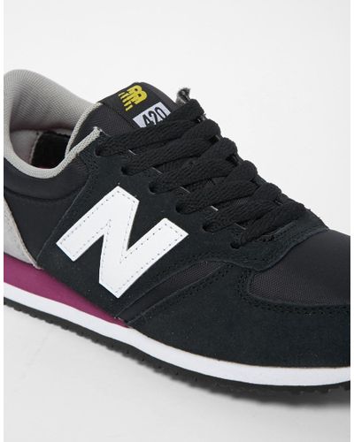 New Balance 420 Suede Mix Black Yellow Sneakers | Lyst