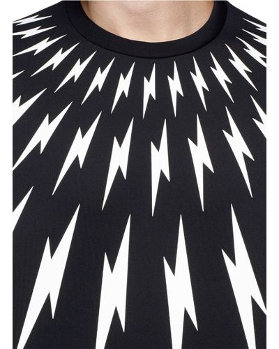 Neil Barrett Lightning Bolt Print Neoprene Sweatshirt in Black for 