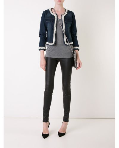 denim jacket with pearl trim