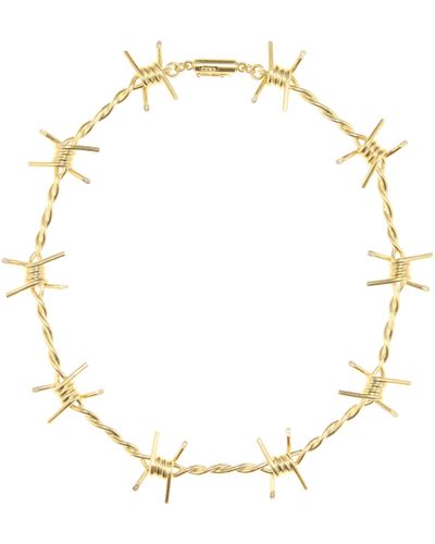 Natasha Zinko Barbed Wire 18kt Silver Necklace With Diamonds - Metallic