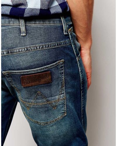 Wrangler Denim Jeans Spencer Slim Fit Blue Wader Dirty Wash for Men | Lyst