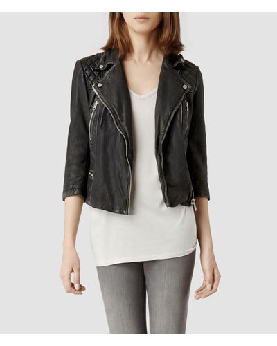cropped sleeve leather jacket
