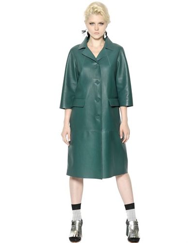 Marni Soft Nappa Leather Coat in Green - Lyst