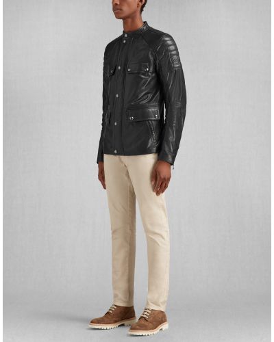 Belstaff Leighwood Jacket In Black Polished Lambskin Leather for Men - Lyst