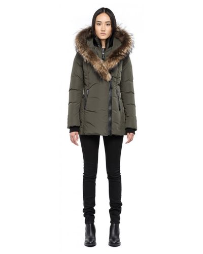 Mackage Adali-F4 Army Fitted Down Coat With Fur Hood in Green - Lyst
