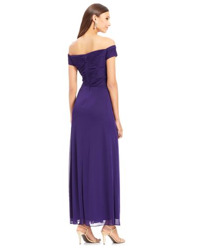 Lyst - Alex Evenings Off-the-shoulder Pleated Gown in Purple