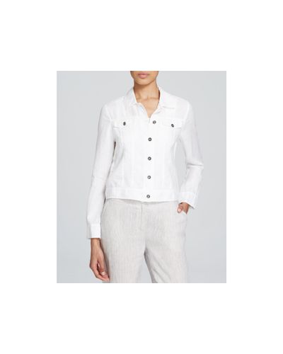 white linen jean jacket