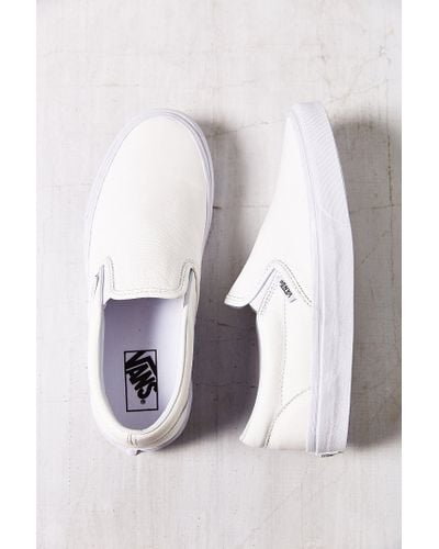 vans classic slip on white leather