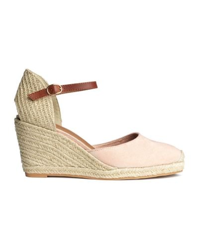H&M Wedge Heel Espadrilles in Powder Pink (Natural) | Lyst
