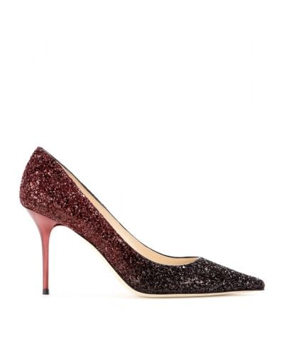 Jimmy Choo Agnes Glitter-Covered Leather Pumps - Lyst