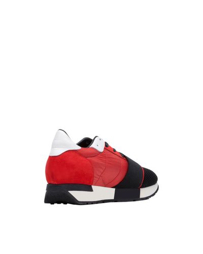 Balenciaga Suede Race Runners Leather and Mesh Low-Top Sneakers in Red -  Lyst