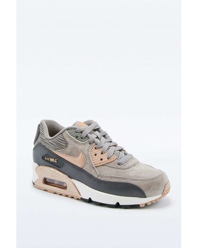 Nike Air Max 90 Premium Grey And Bronze Leather Trainers in Grey - Lyst