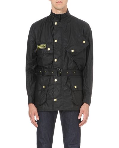 Barbour Cotton International A7 Waxed Jacket in Black for Men - Lyst