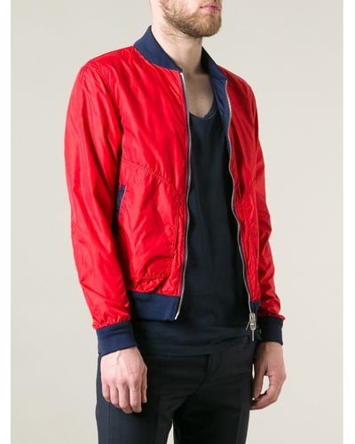 Armani Jeans Reversible Bomber Jacket in Red for Men - Lyst