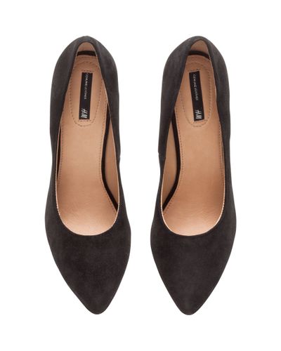 black wedge court shoes