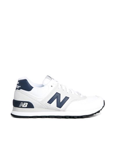 New Balance White Suede and Canvas 574 