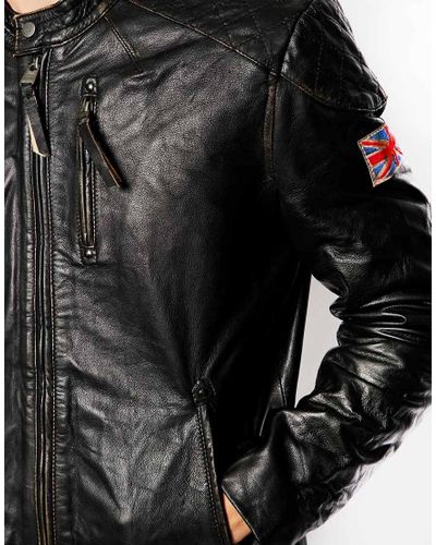 Pepe Jeans Leather Jacket Lennon in Black for Men | Lyst