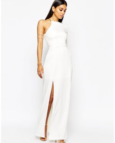 white dress with split leg