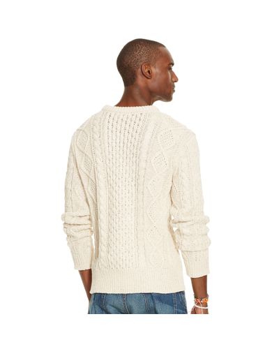 Polo Ralph Lauren Aran-knit Cotton Sweater in Cream (White) for Men - Lyst