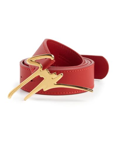 Giuseppe Zanotti Leather Gz Logo Buckle Belt in Red - Lyst