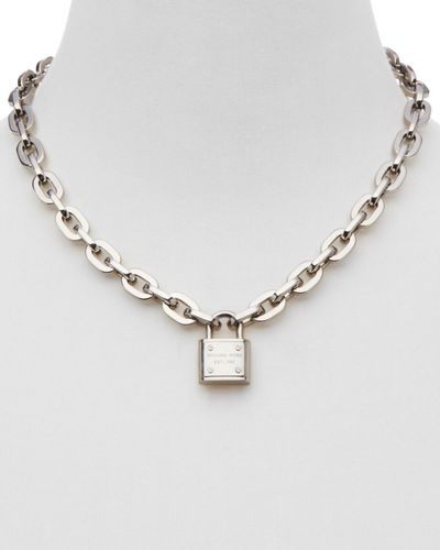 Michael Kors Chain Link Padlock Toggle Necklace, 16" in Silver (Metallic) -  Lyst