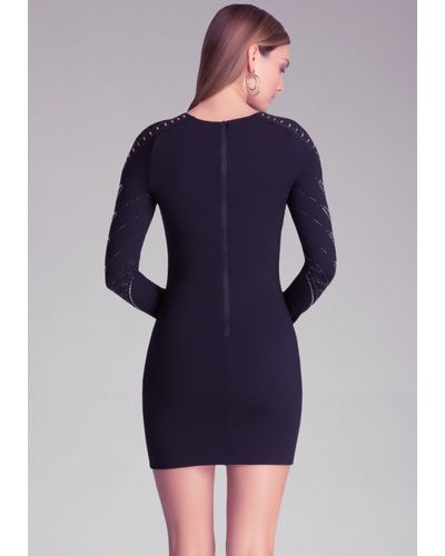 Bebe Studded Long Sleeve Dress In Black Gold Black Lyst